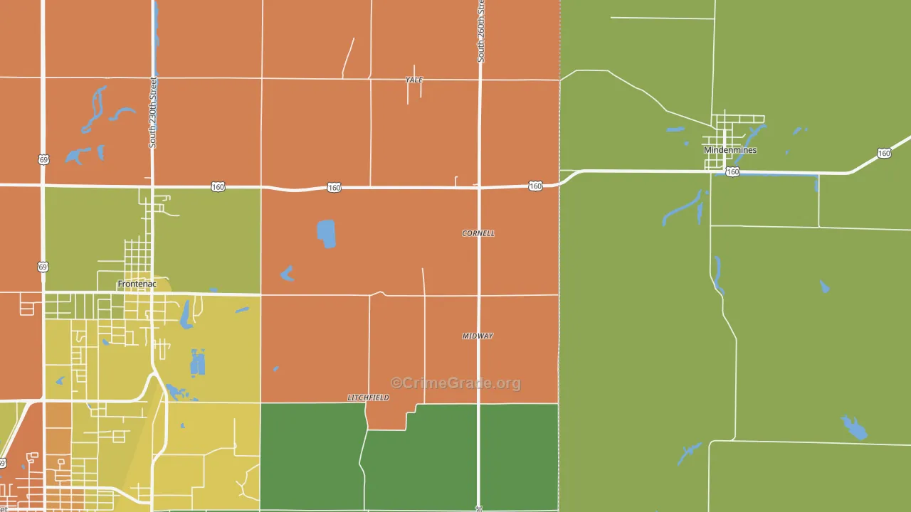 Yale, KS Map of Vandalism Rates