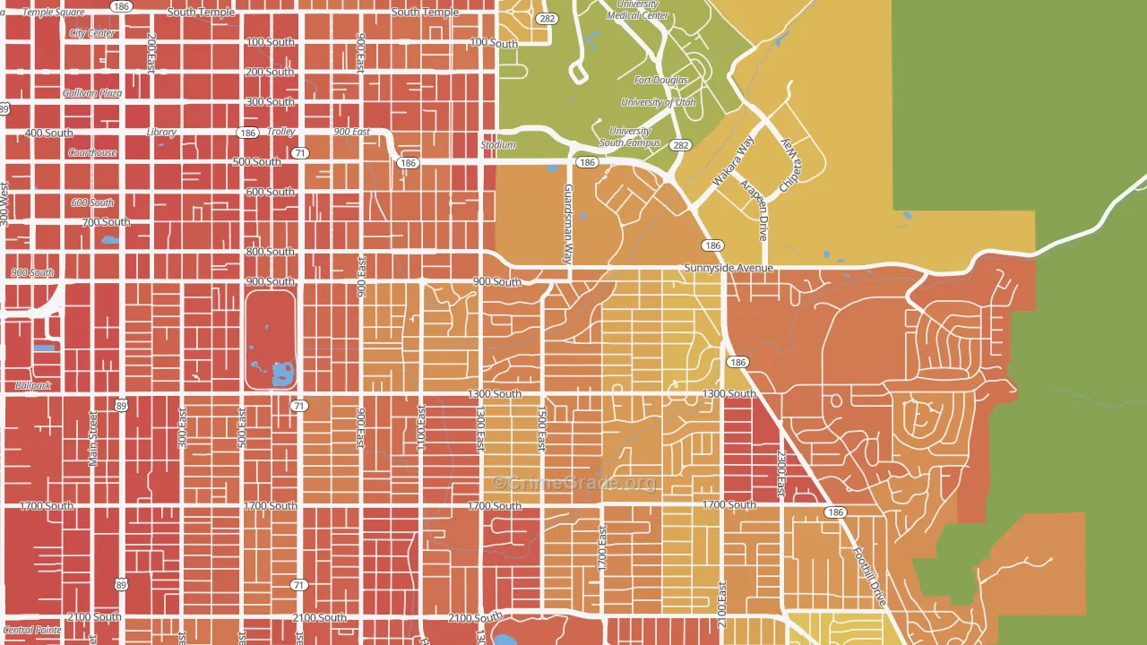 Yalecrest, Salt Lake City, UT Map of Vandalism Rates