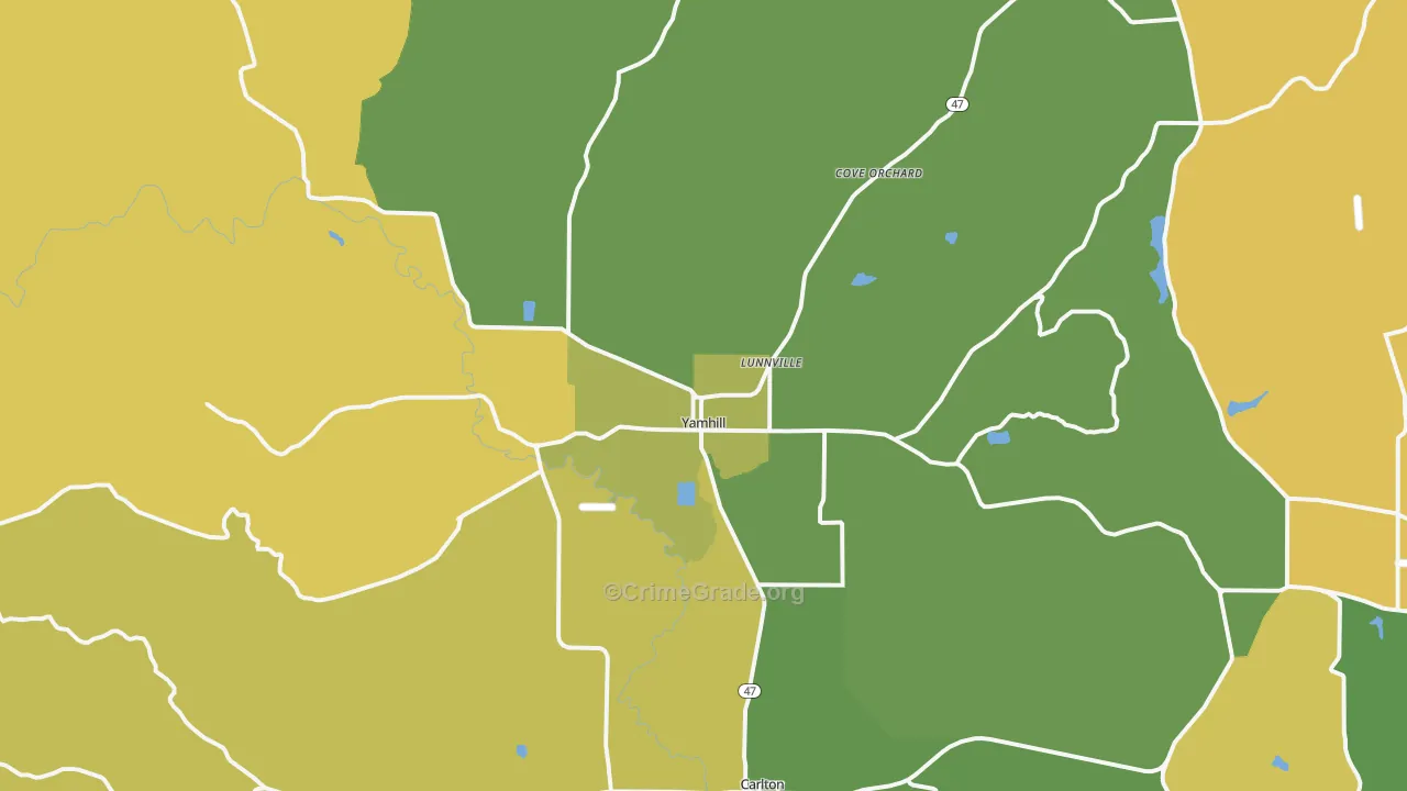 Yamhill, OR Map of Vandalism Rates