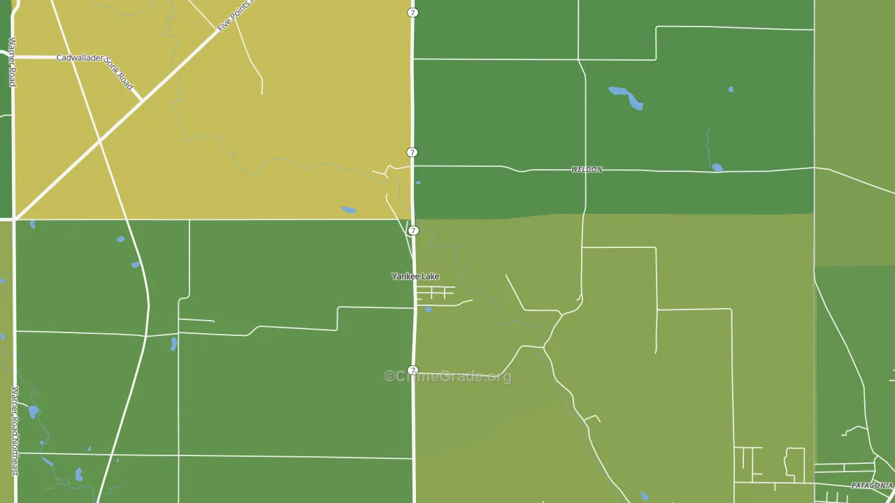Yankee Lake, OH Map of Vandalism Rates