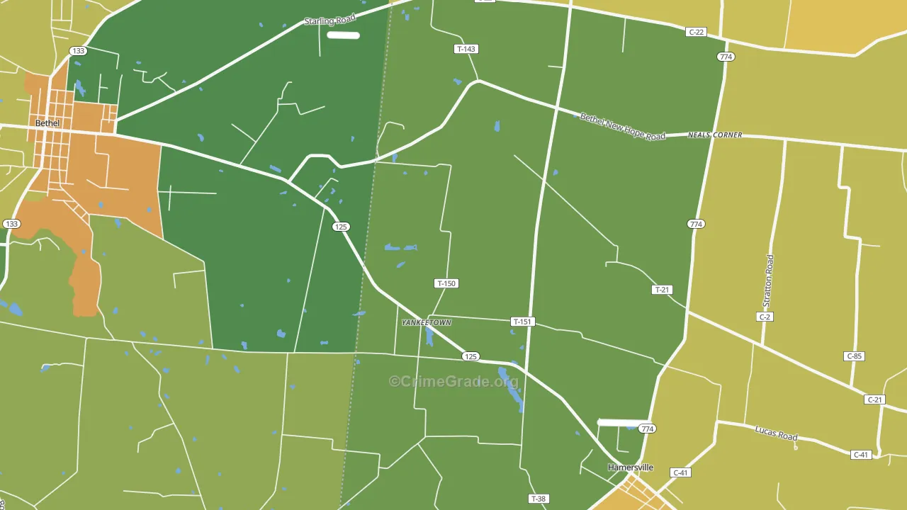 Yankeetown, OH Map of Vandalism Rates