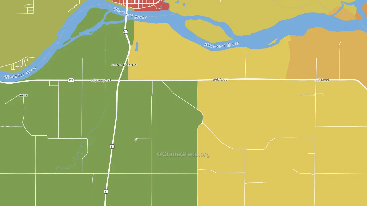 Yankton, NE Map of Vandalism Rates