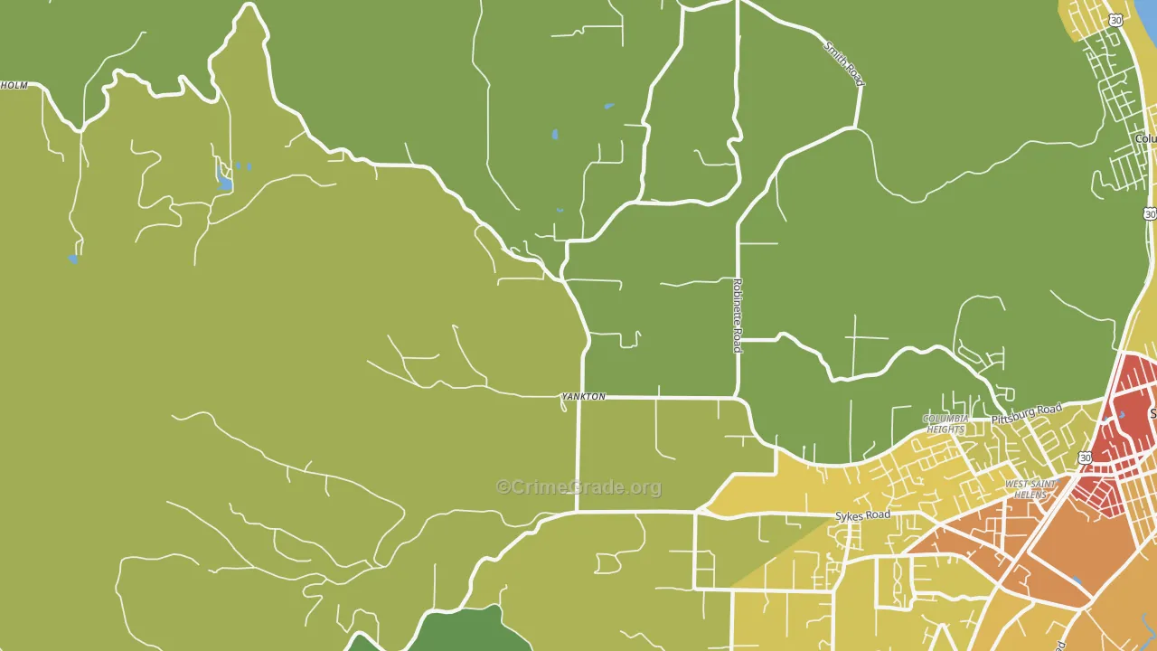 Yankton, OR Map of Vandalism Rates