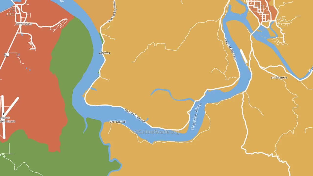 Yaquina, OR Map of Vandalism Rates