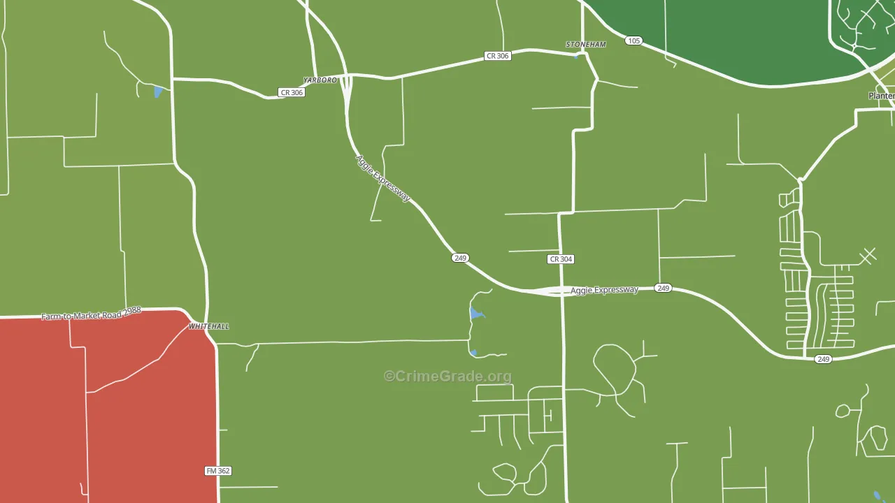 Yarboro, TX Map of Vandalism Rates