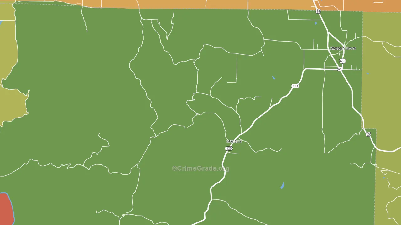 Yardelle, AR Map of Vandalism Rates