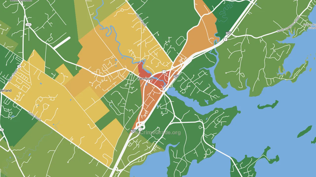 Yarmouth, ME Map of Vandalism Rates