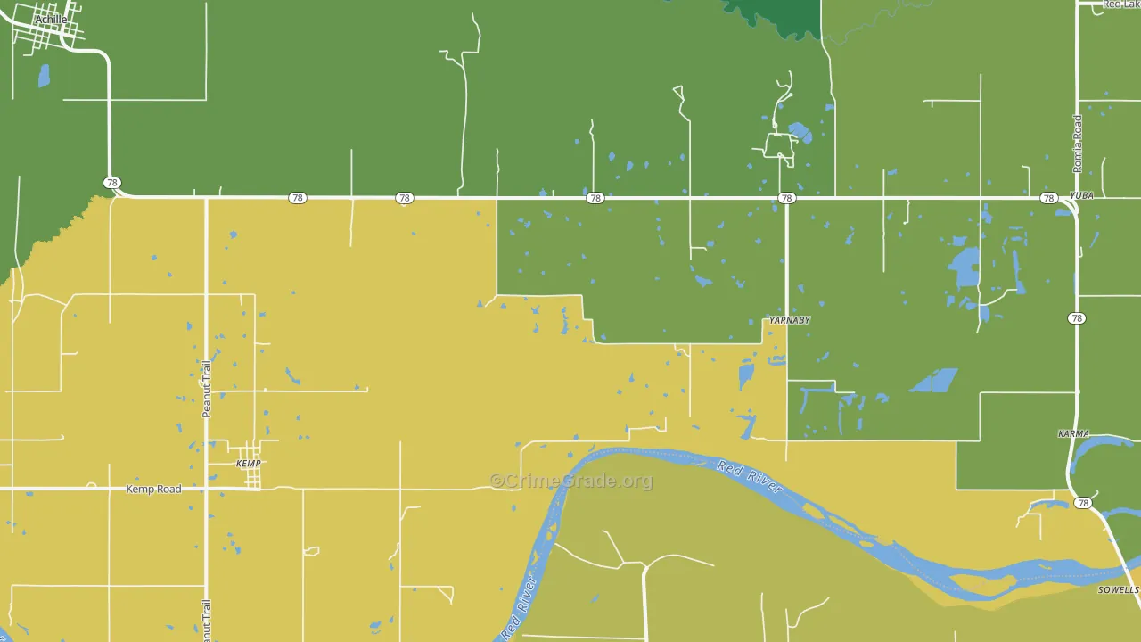 Yarnaby, OK Map of Vandalism Rates
