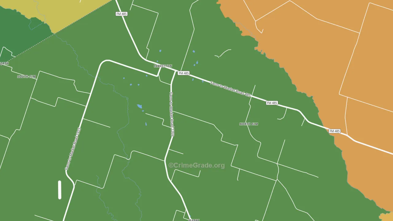 Yarrelton, TX Map of Vandalism Rates