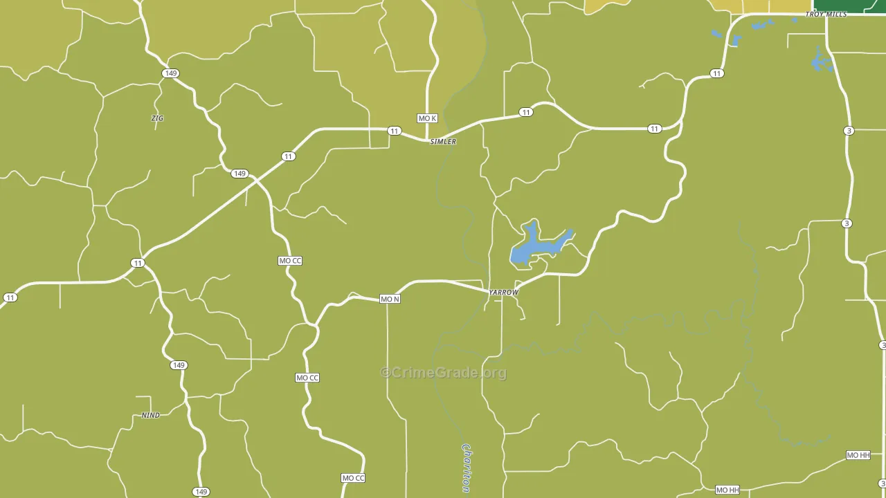 Yarrow, MO Map of Vandalism Rates