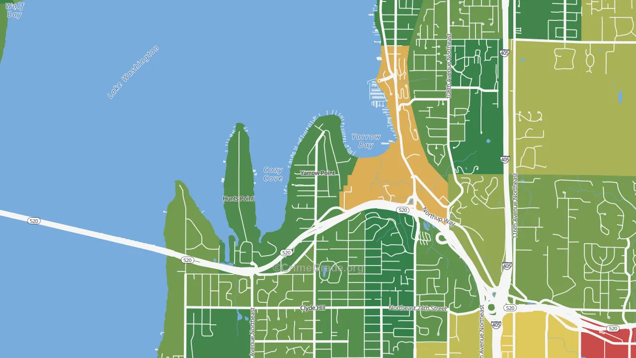 Yarrow Point, WA Map of Vandalism Rates
