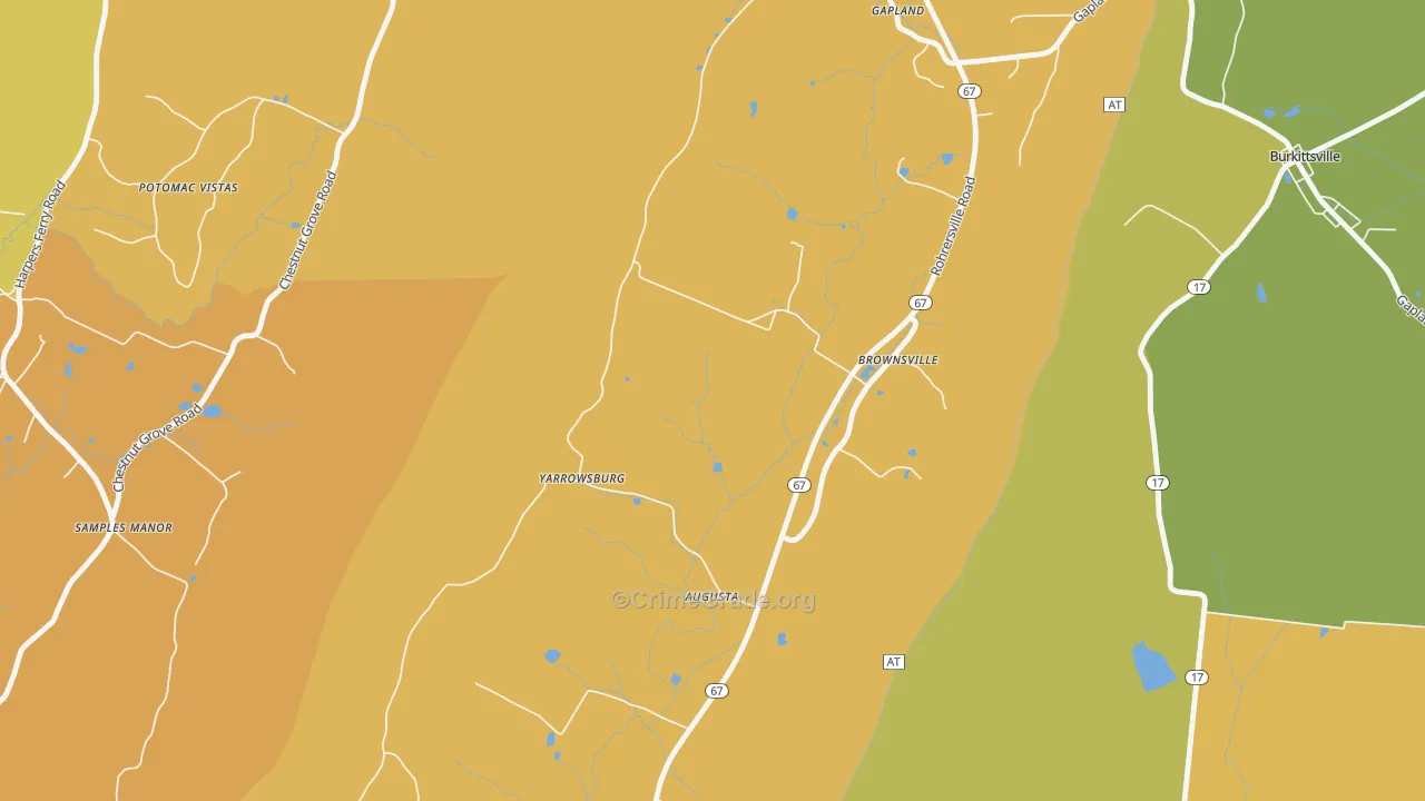 Yarrowsburg, MD Map of Vandalism Rates