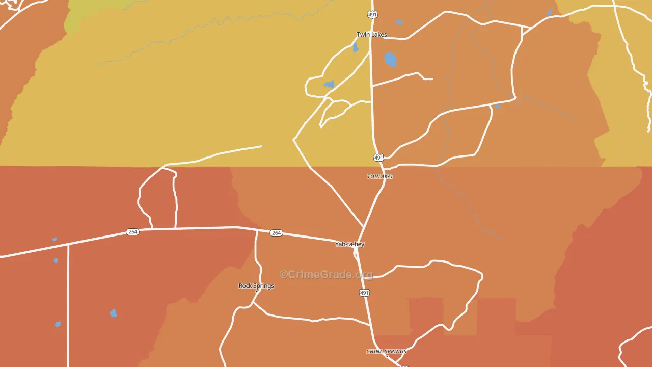 Yatahey, NM Map of Vandalism Rates