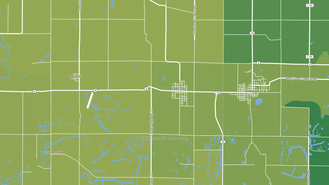 Yates City, IL Map of Vandalism Rates