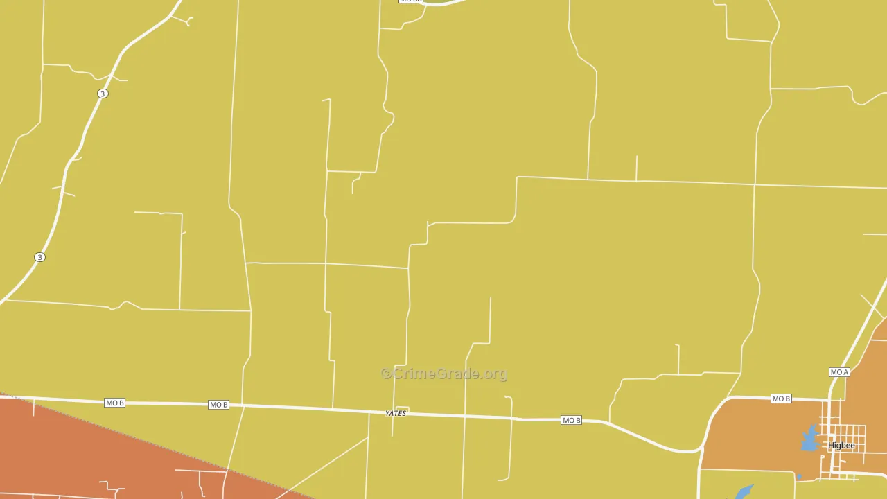 Yates, MO Map of Vandalism Rates