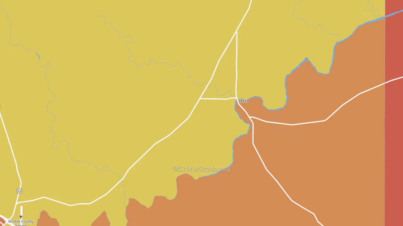 Yates, TX Map of Vandalism Rates