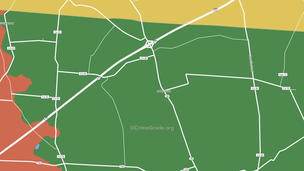 Yatesville, OH Map of Vandalism Rates
