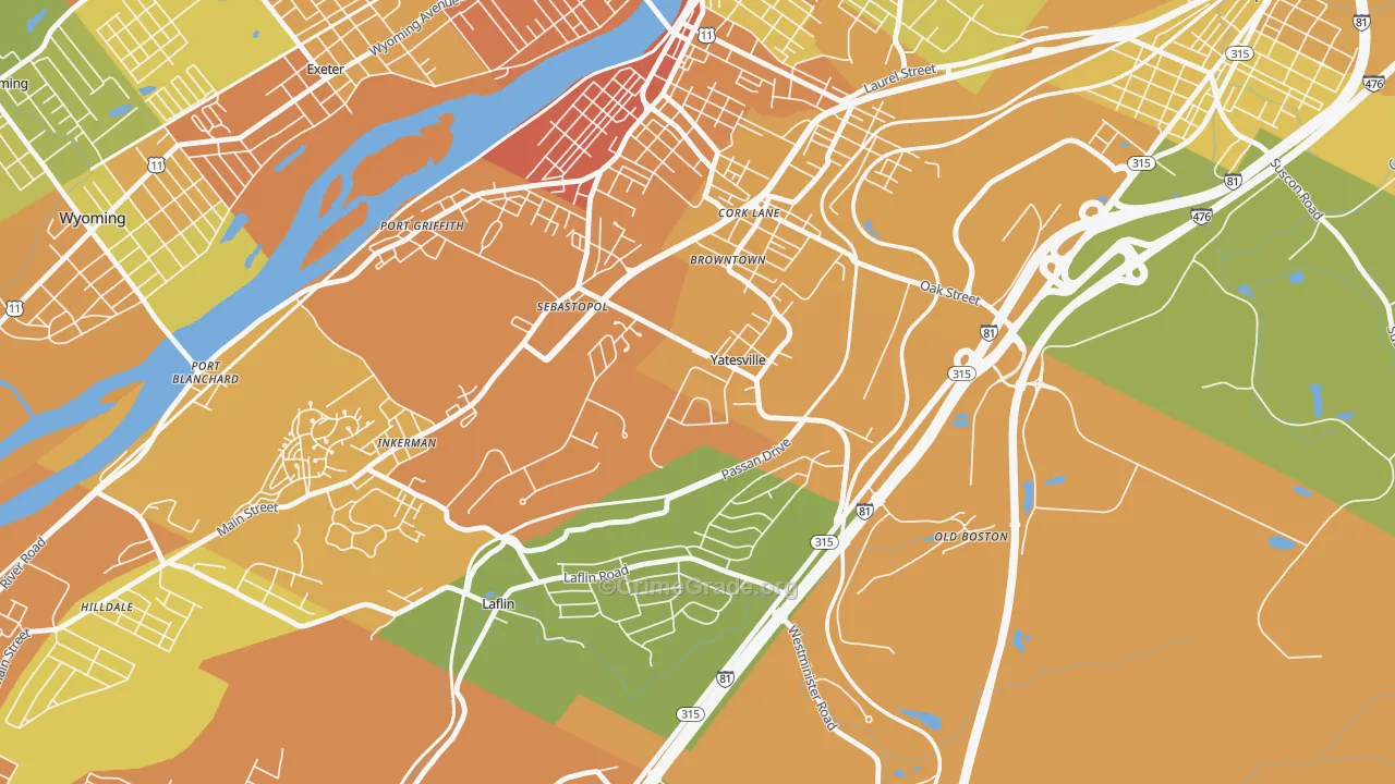 Yatesville, PA Map of Vandalism Rates