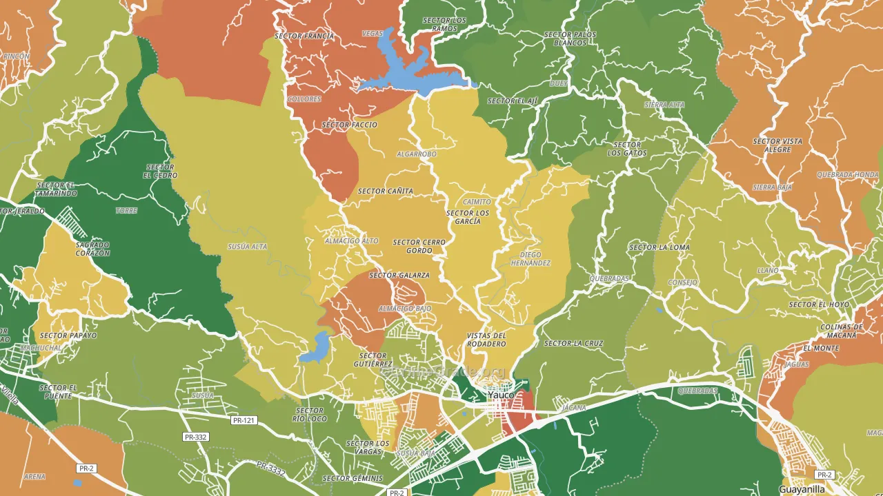Yauco, PR Map of Vandalism Rates