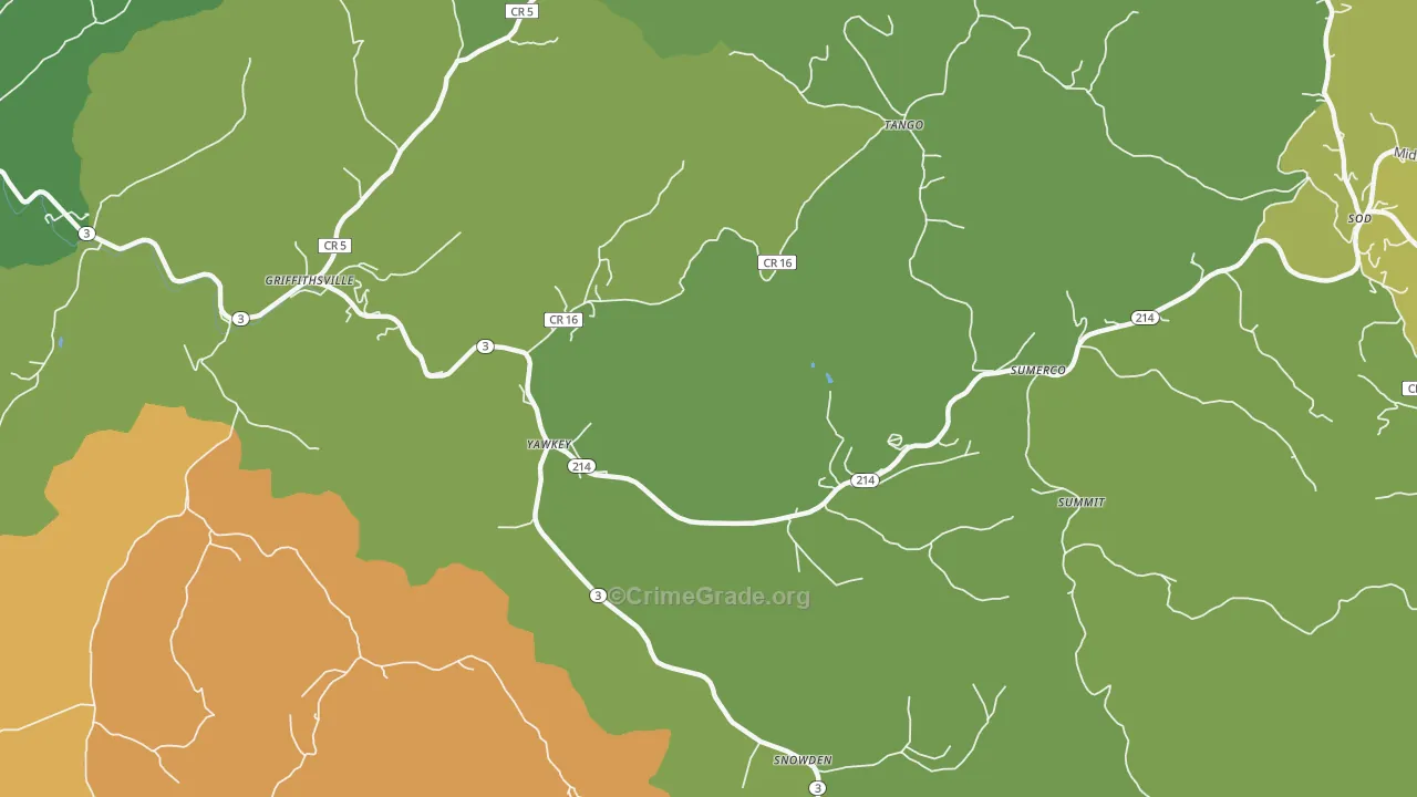 Yawkey, WV Map of Vandalism Rates