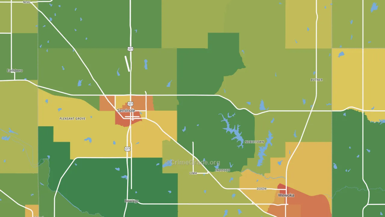 Yeager, OK Map of Vandalism Rates