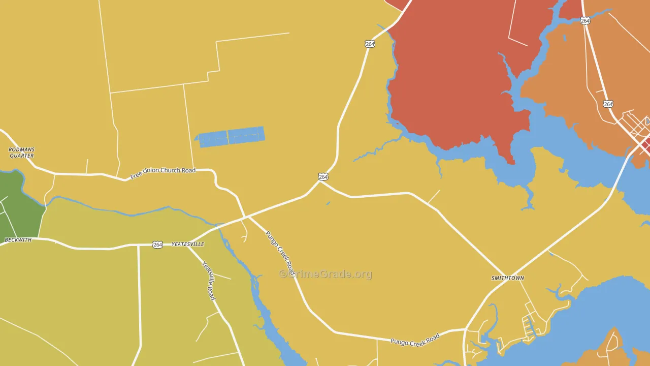Yeatesville, NC Map of Vandalism Rates