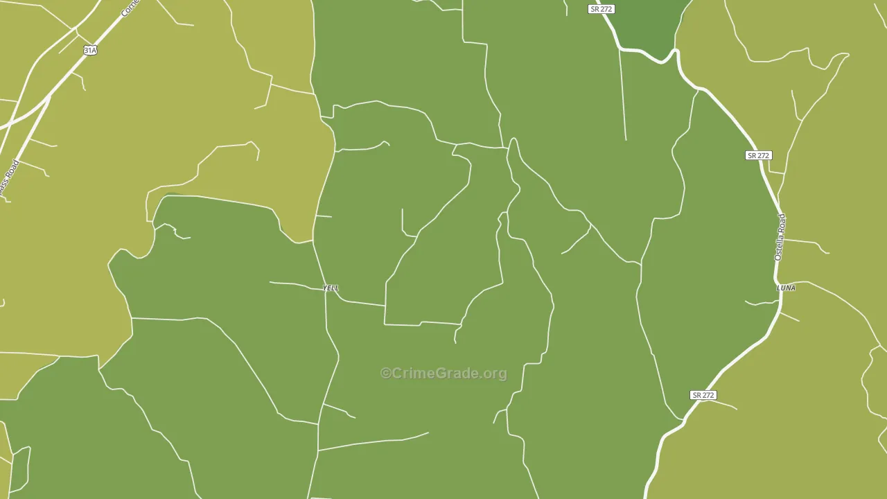 Yell, TN Map of Vandalism Rates