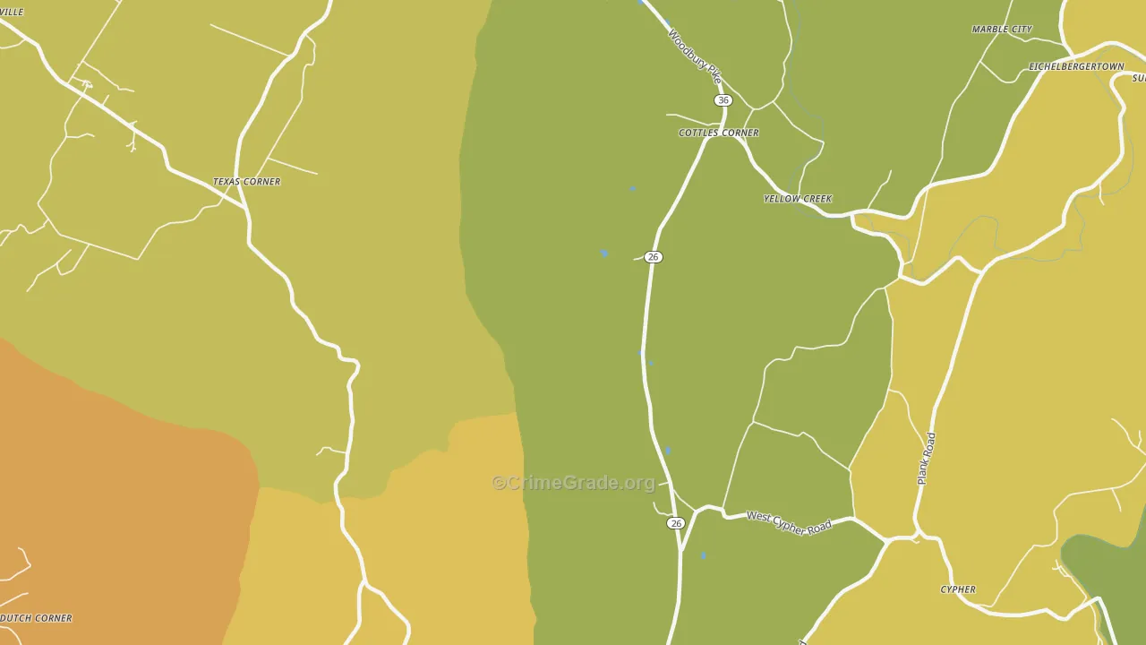 Yellow Creek, PA Map of Vandalism Rates