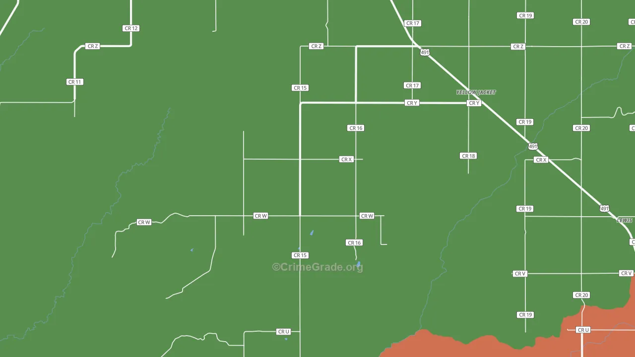 Yellow Jacket, CO Map of Vandalism Rates
