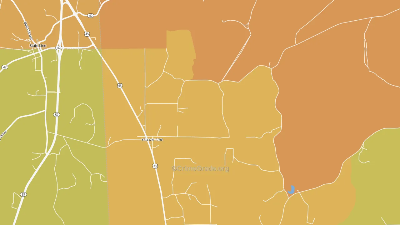 Yellow Pine, AL Map of Vandalism Rates