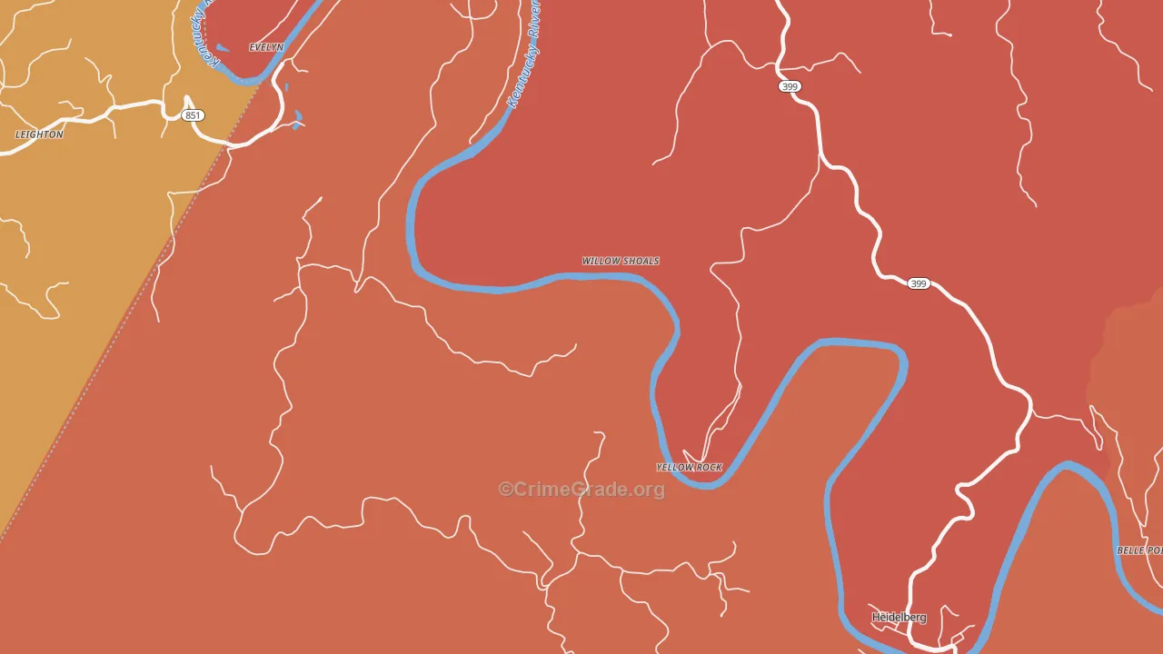 Yellow Rock, KY Map of Vandalism Rates