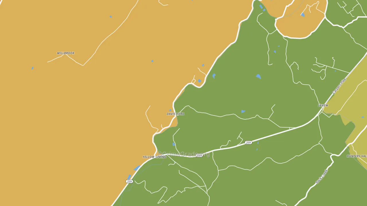 Yellow Spring, WV Map of Vandalism Rates