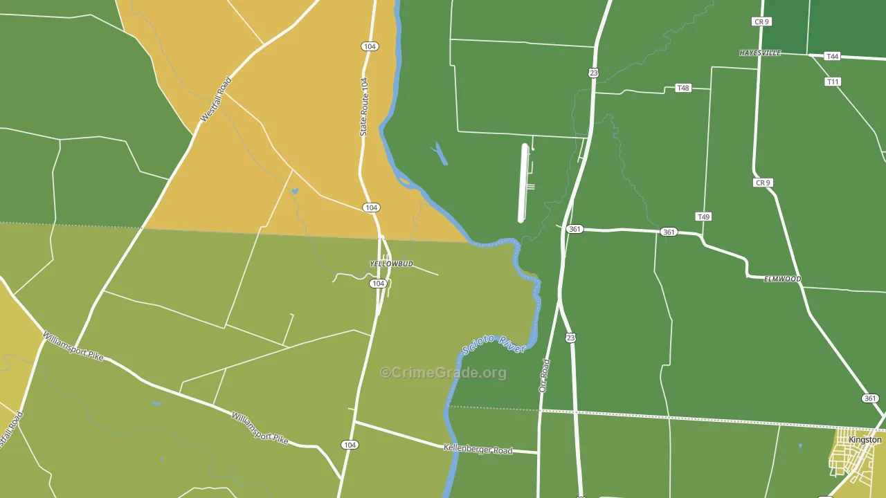 Yellowbud, OH Map of Vandalism Rates