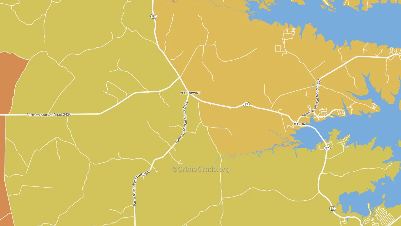 Yellowpine, TX Map of Vandalism Rates