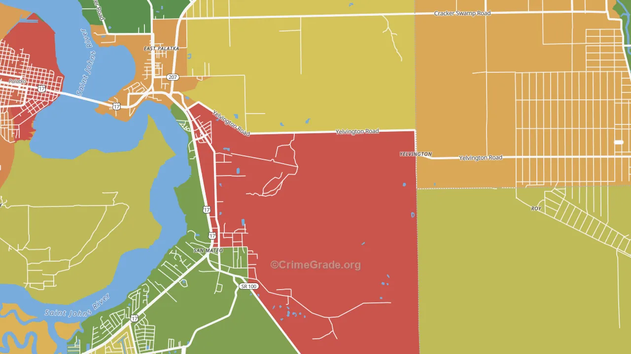 Yelvington, FL Map of Vandalism Rates