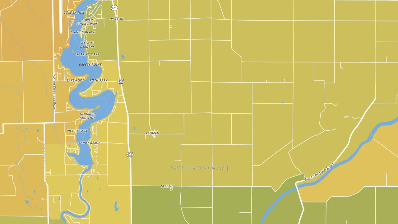 Yeoman, IN Map of Vandalism Rates