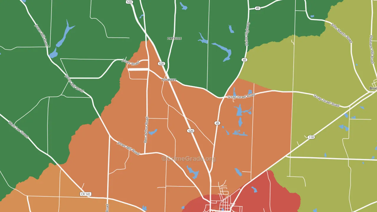 Yeomans, GA Map of Vandalism Rates