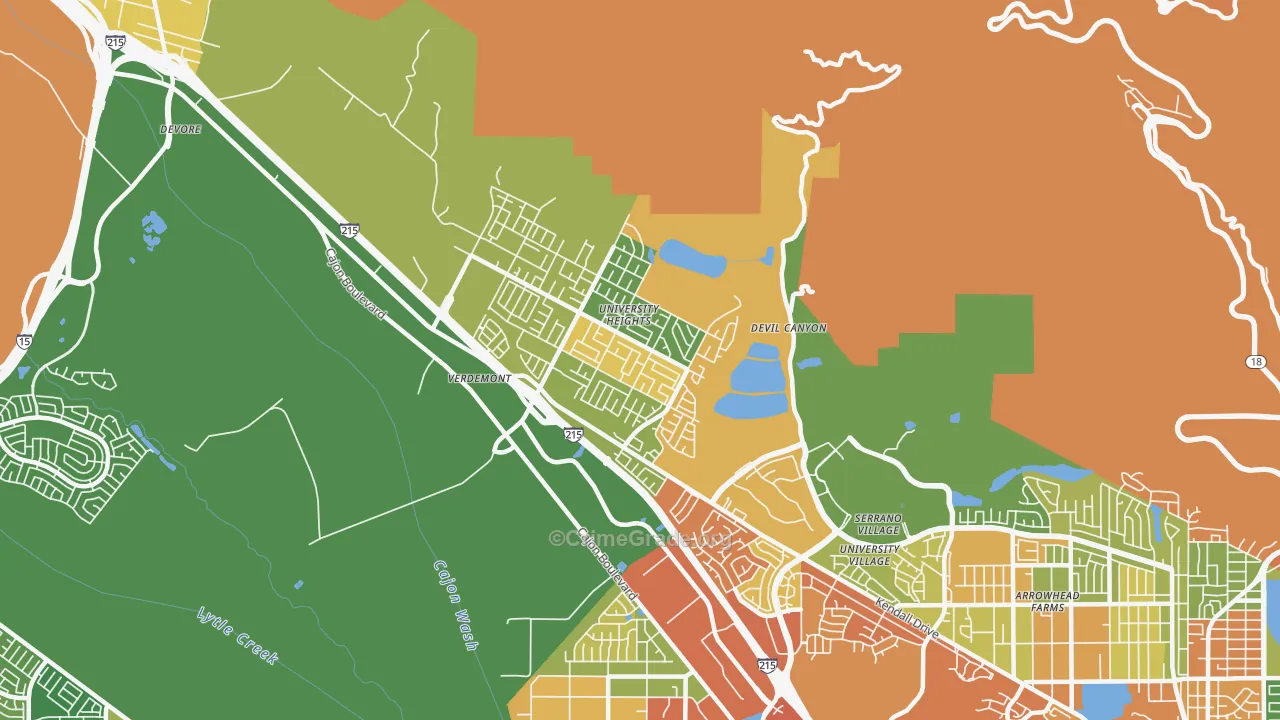 Yerdemont, San Bernardino, CA Map of Vandalism Rates