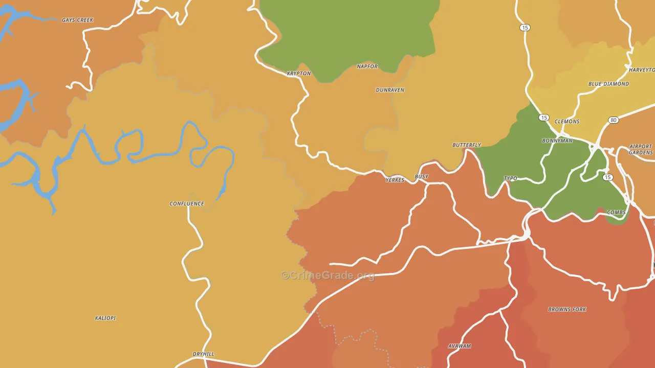 Yerkes, KY Map of Vandalism Rates