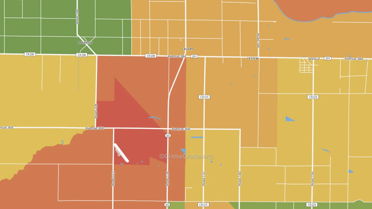 Yettem, CA Map of Vandalism Rates