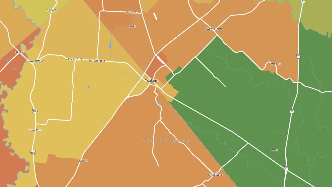 Yoakum, TX Map of Vandalism Rates