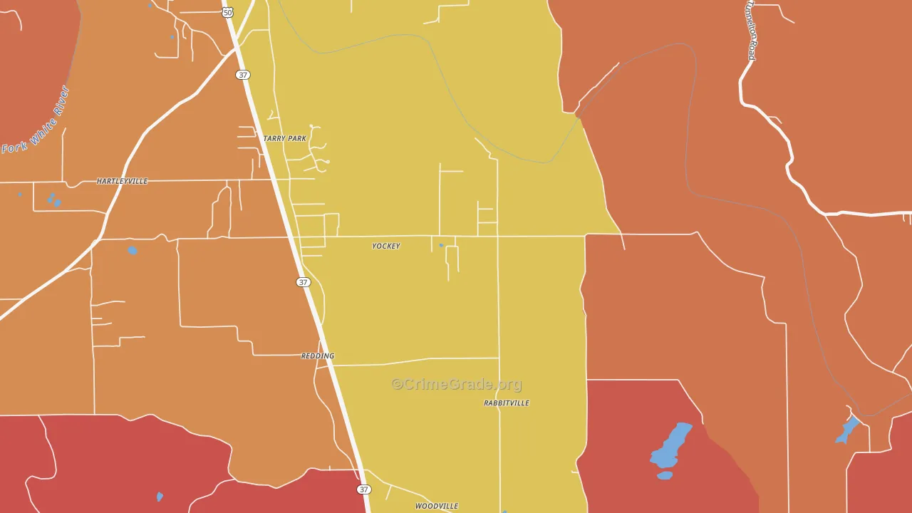 Yockey, IN Map of Vandalism Rates