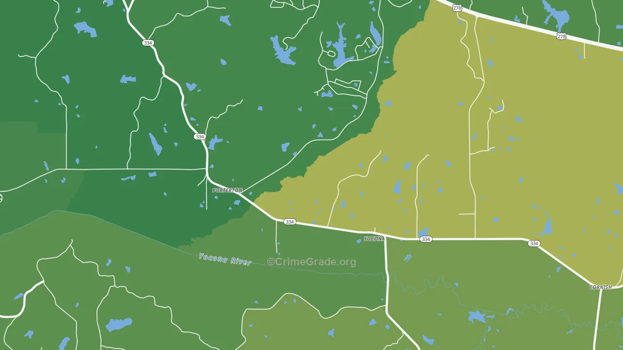 Yocona, MS Map of Vandalism Rates