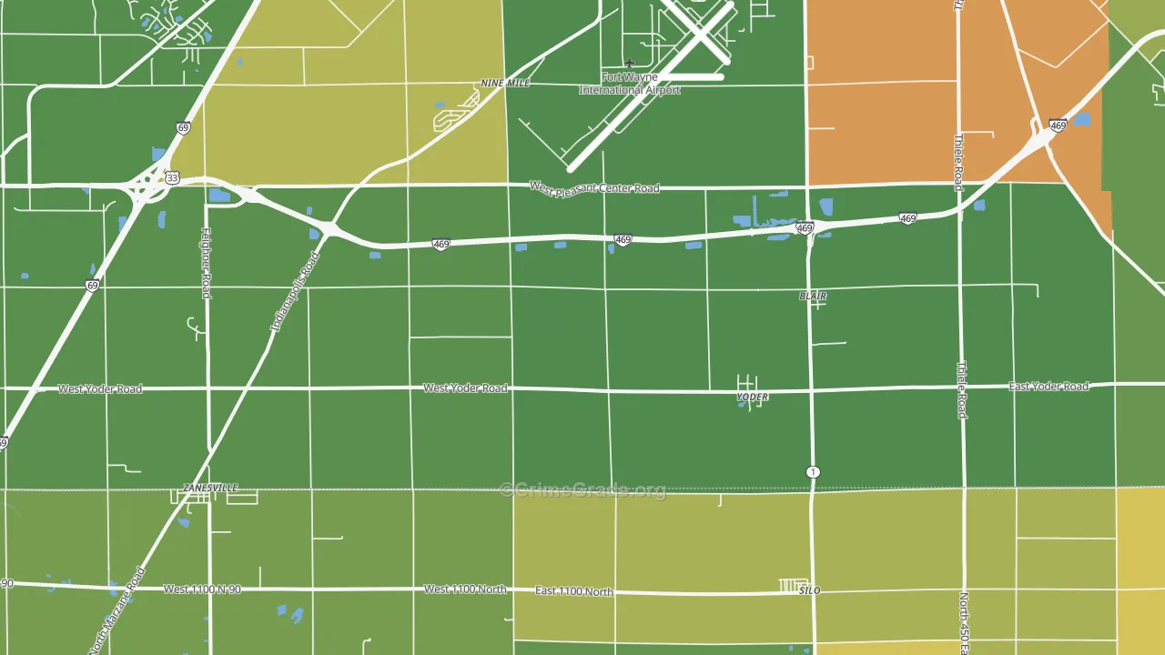 Yoder, IN Map of Vandalism Rates