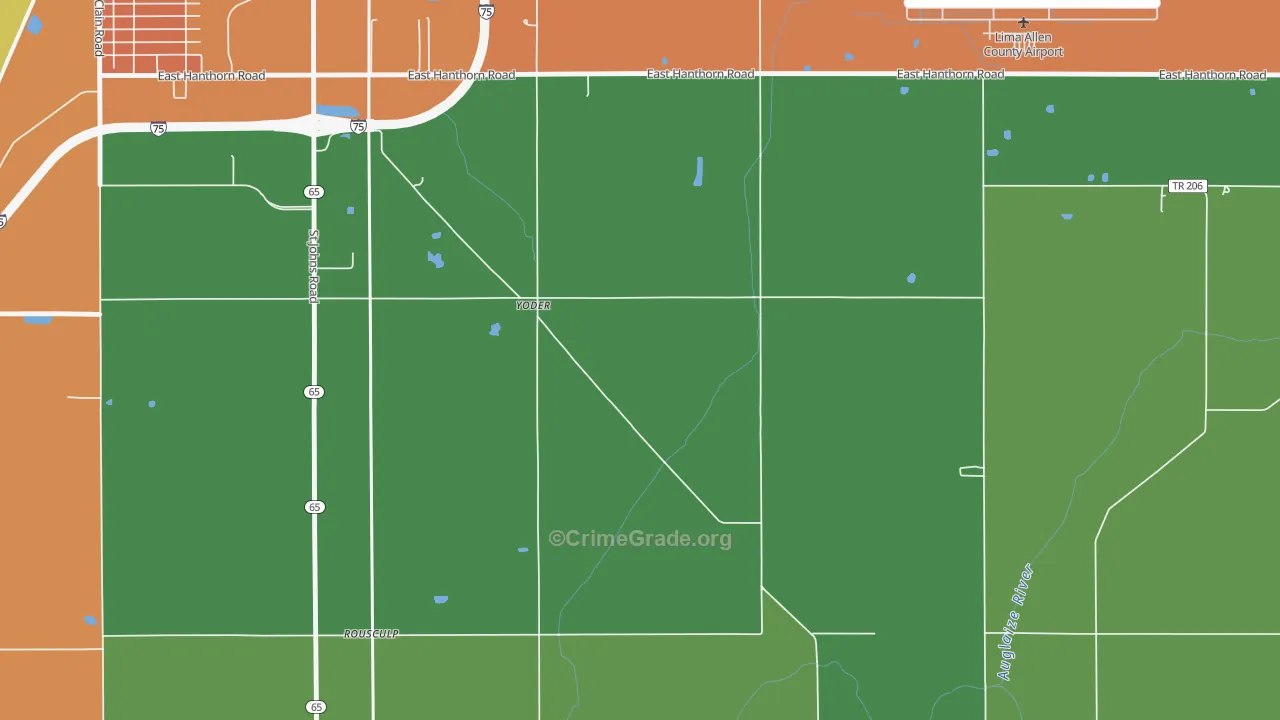 Yoder, OH Map of Vandalism Rates