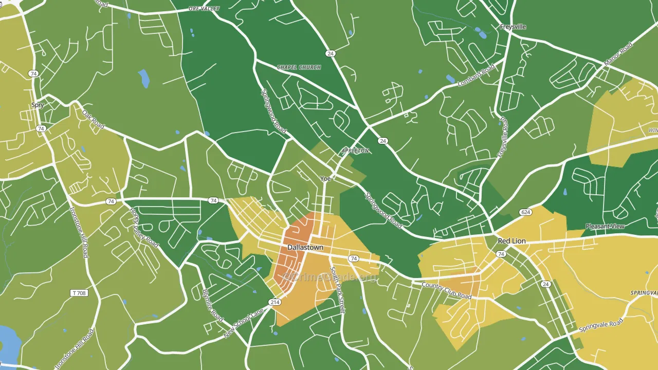 Yoe, PA Map of Vandalism Rates