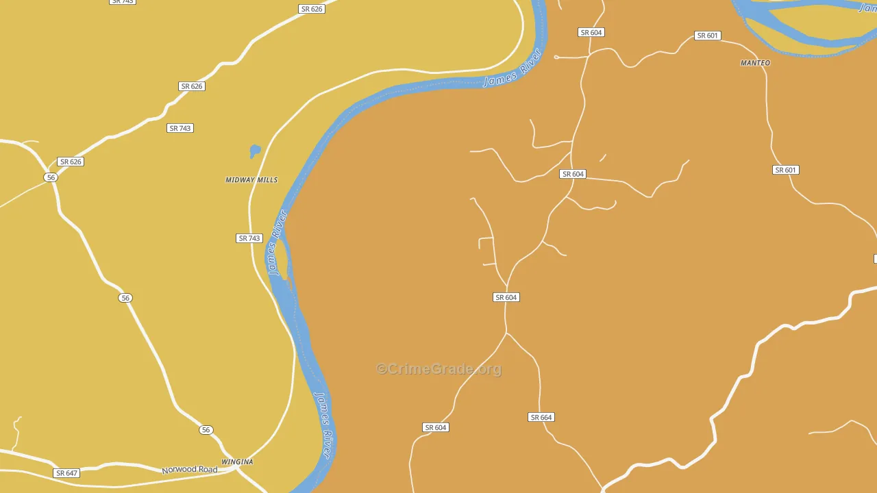 Yogaville, VA Map of Vandalism Rates