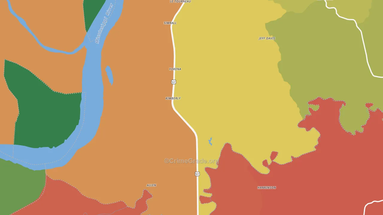 Yokena, MS Map of Vandalism Rates