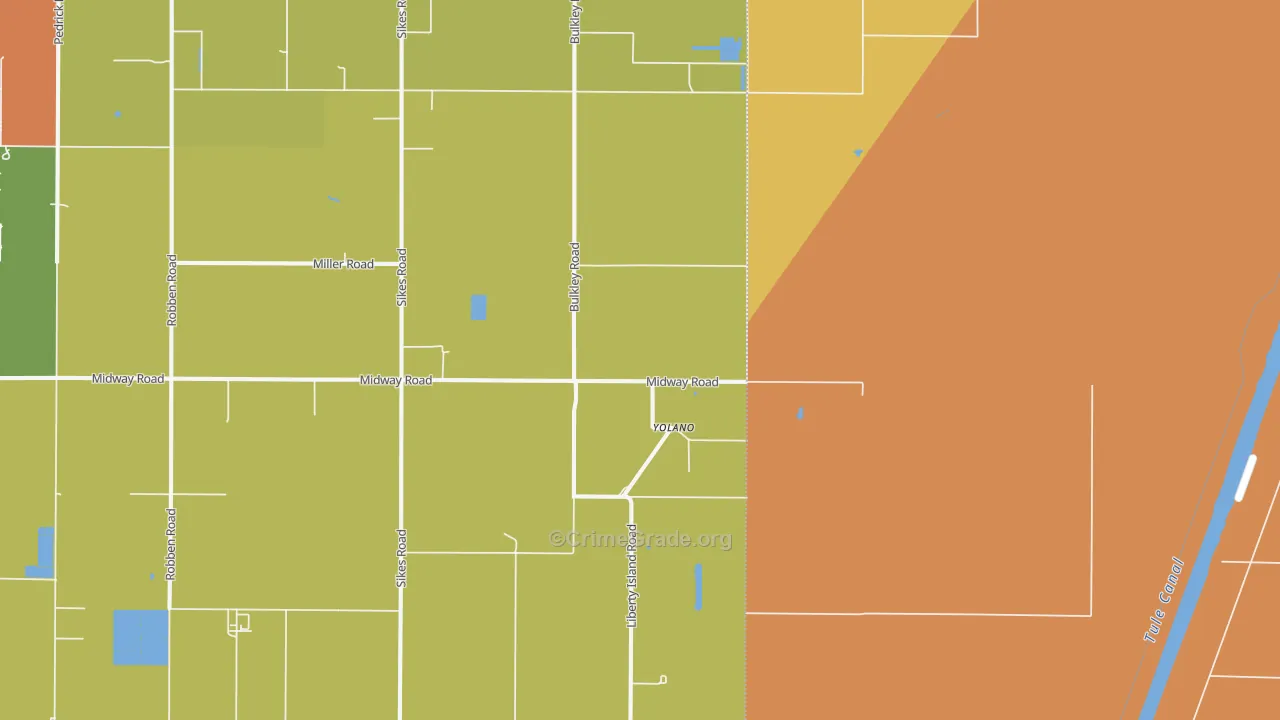 Yolano, CA Map of Vandalism Rates
