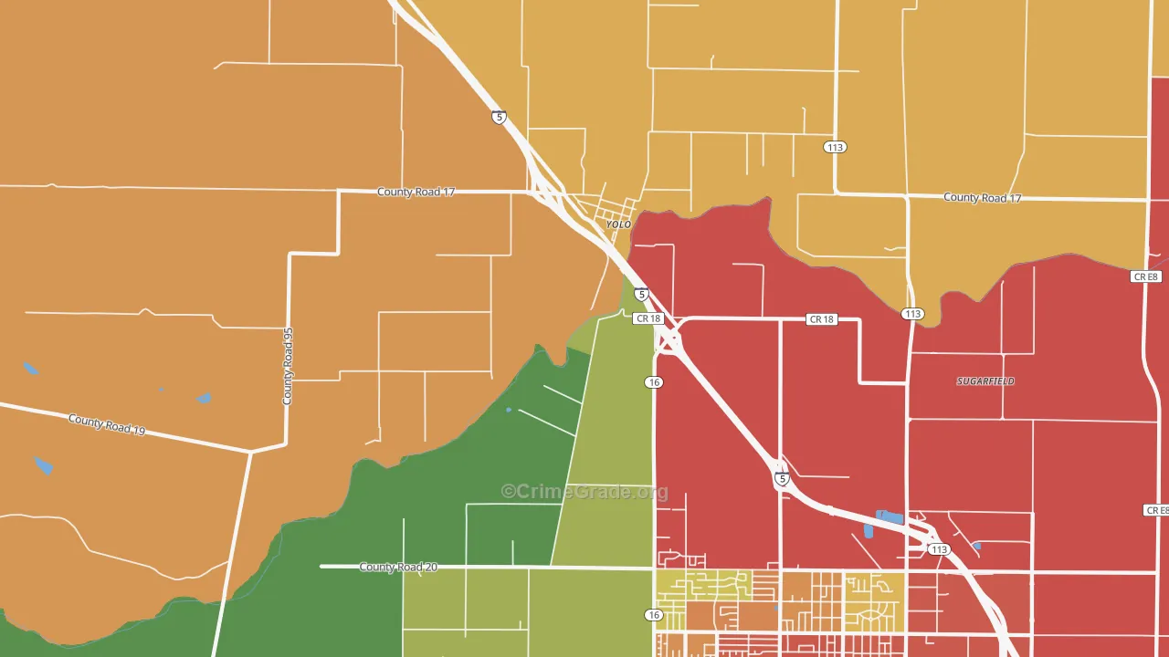 Yolo, CA Map of Vandalism Rates